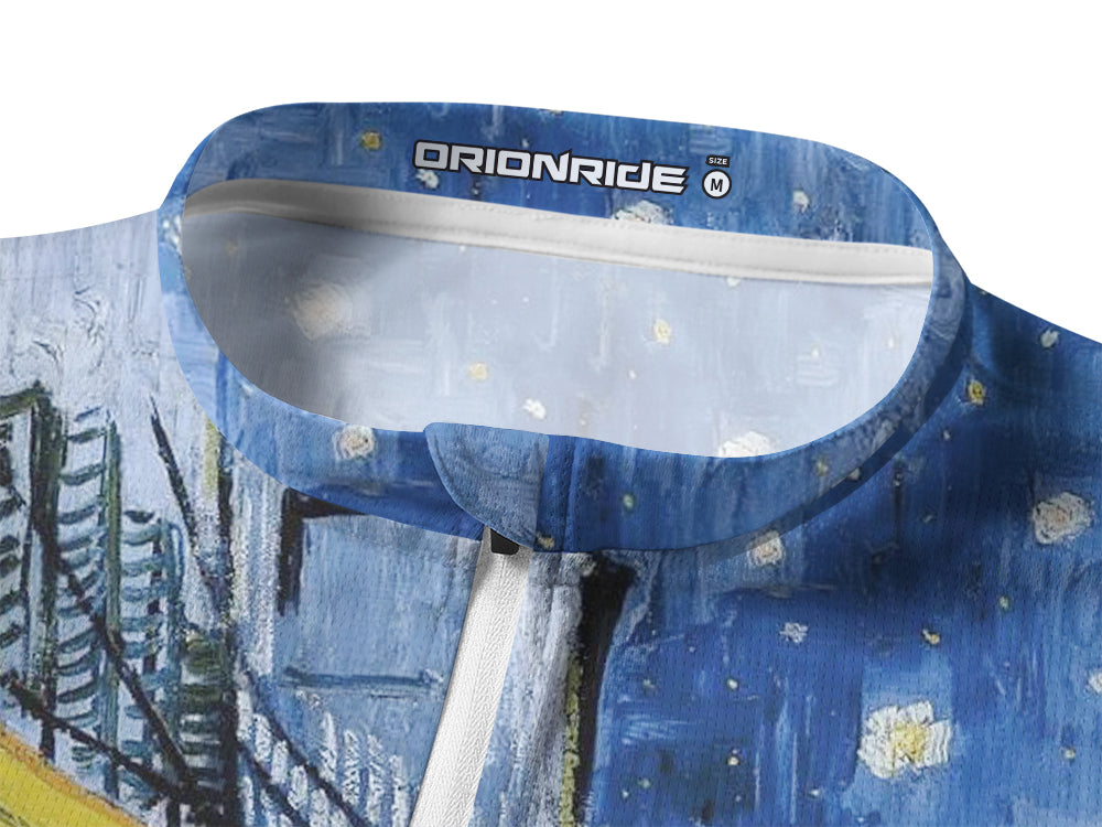 Orionride Van Gogh Clock Long Sleeve Half Zipper Mountain Bike Jersey