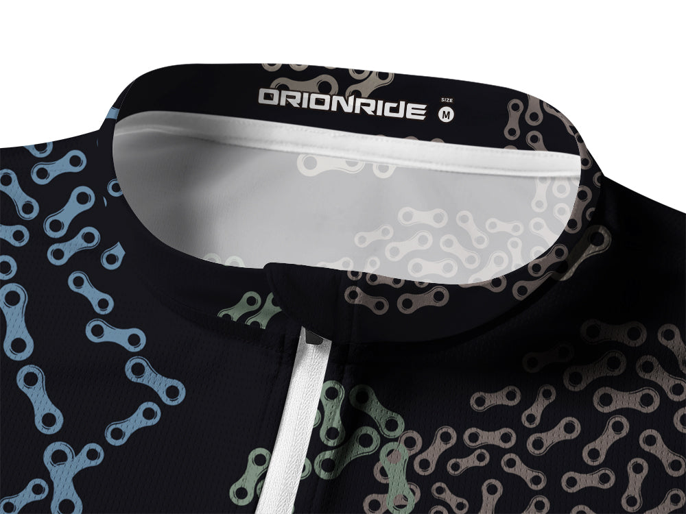 Orionride Chain Flamingos Long Sleeve Half Zipper Mountain Bike Jersey