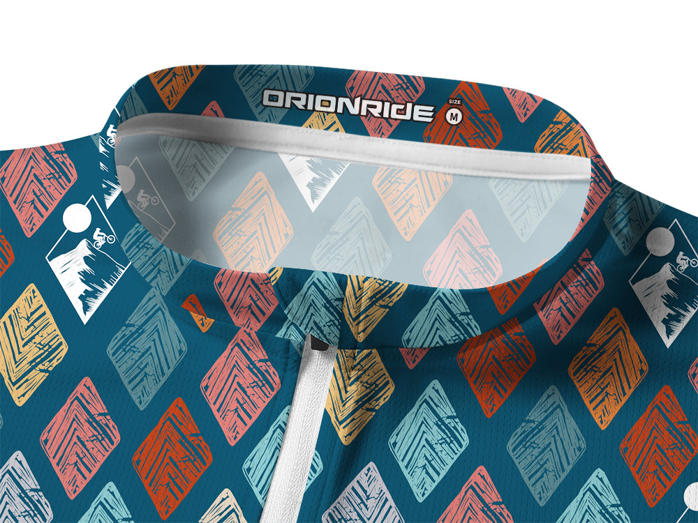 Orionride Geometric Rhombus Long Sleeve Half Zipper Mountain Bike Jersey