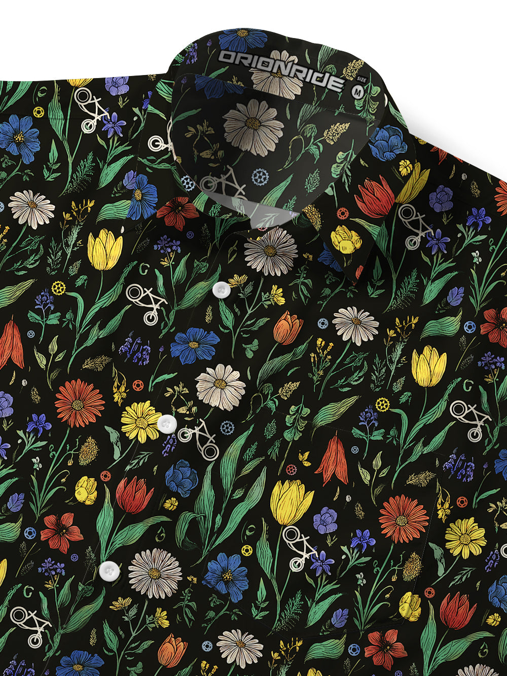 Orionride Bright Flowers Zipper Pockets Ultra Lightweight Short Sleeves Gravel Shirt