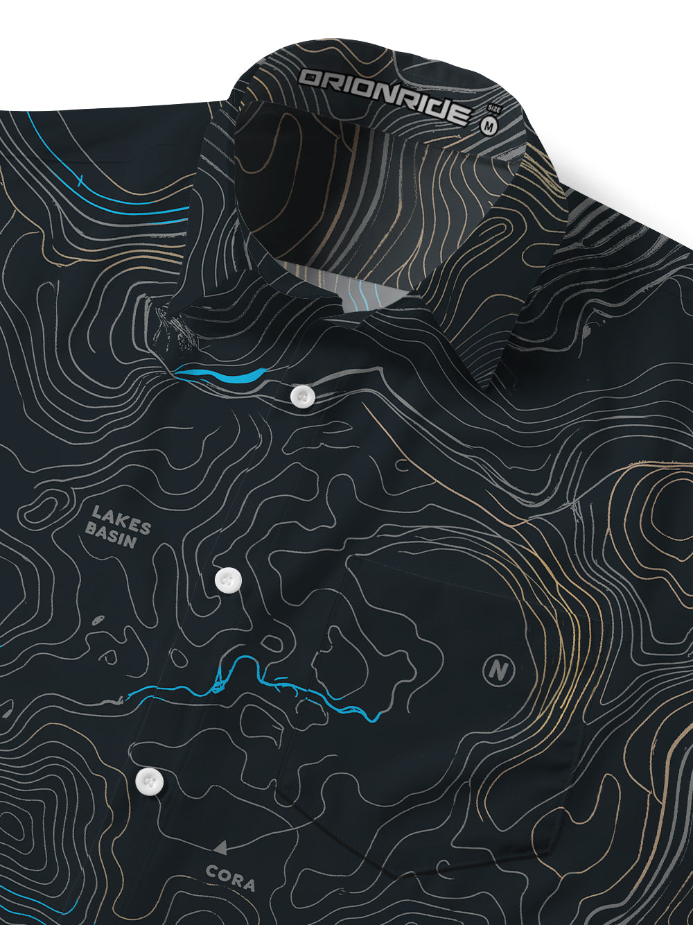 Orionride Panoramic Map Zipper Pockets Ultra Lightweight Short Sleeves Gravel Shirt