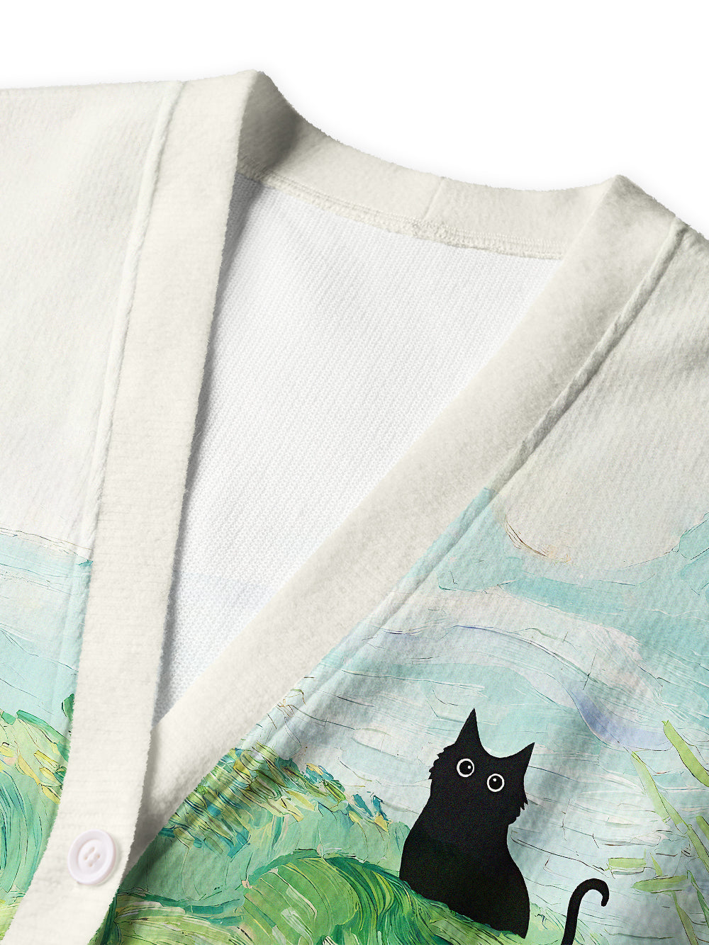 Orionride Oil Painting Black Cat Men's Cardigan Knit Sweaters