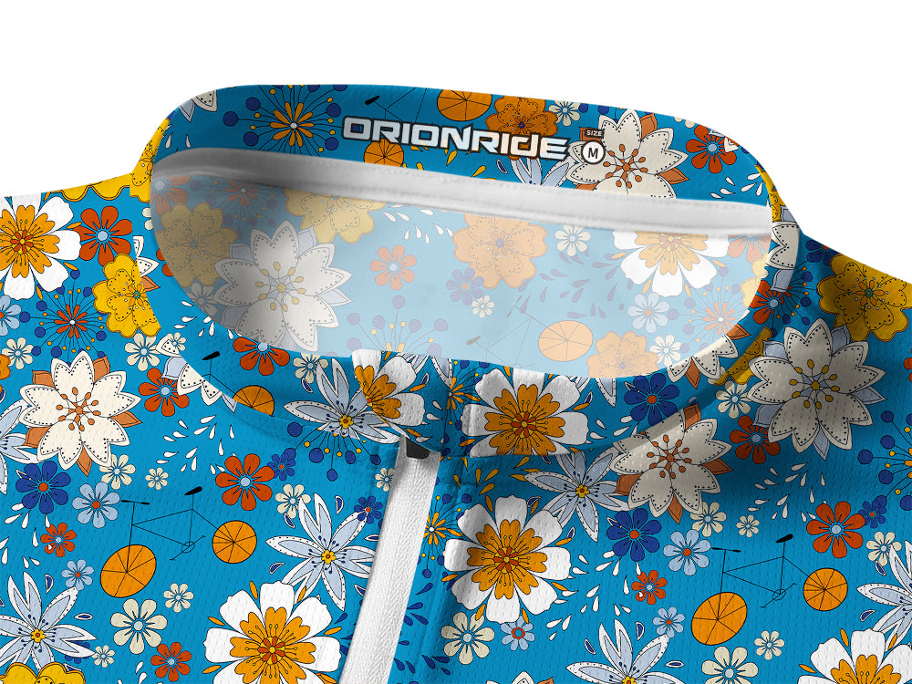 Orionride Fragrant Flowers Long Sleeve Half Zipper Mountain Bike Jersey