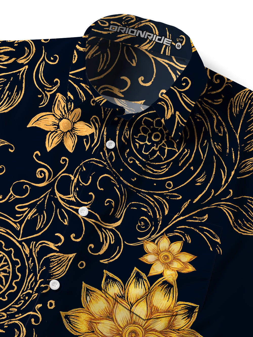 Orionride Golden Flowers Zipper Pockets Ultra Lightweight Short Sleeves Gravel Shirt
