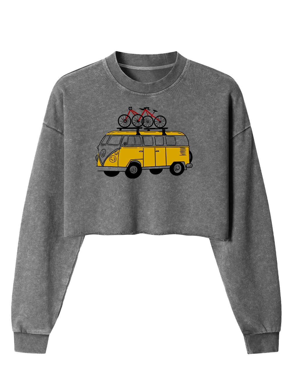 Orionride Yellow Bus Women's Washed Crop Sweatshirt