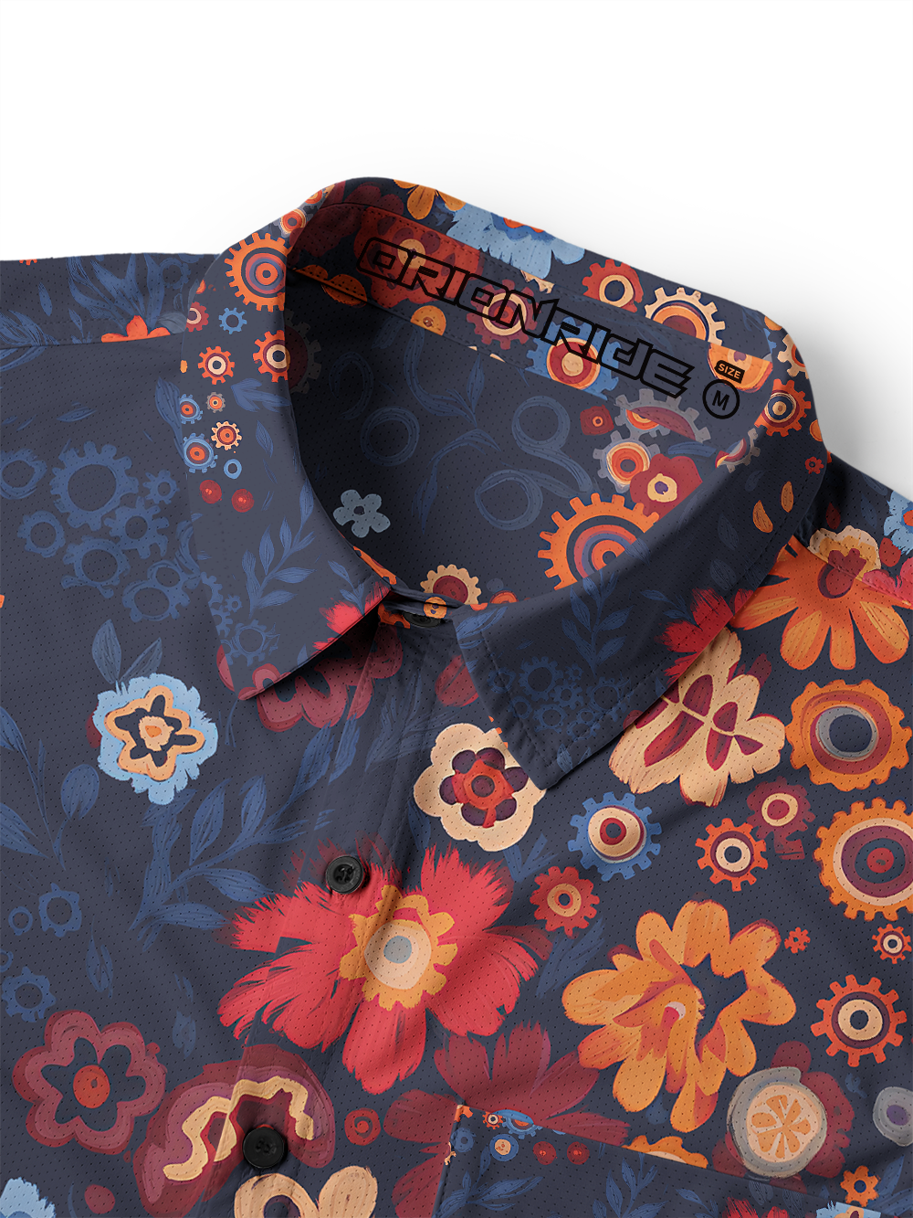 Orionride Mechanical Florals Men's Stretchy Breathable Long Sleeve Gravel Shirt