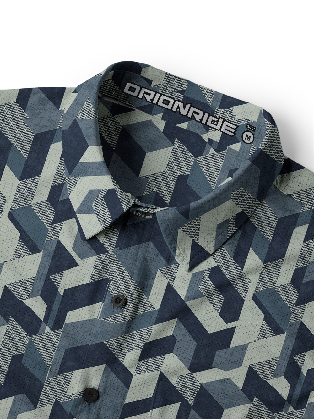 Orionride Geo Blocks Men's Stretchy Breathable Long Sleeve Gravel Shirt