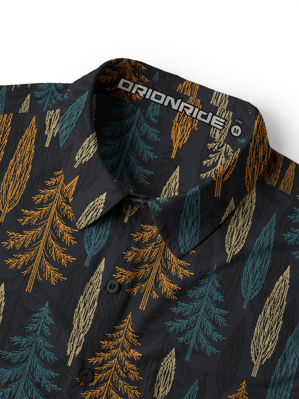 Orionride Embroidered Forest Men's Stretchy Breathable Long Sleeve Gravel Shirt