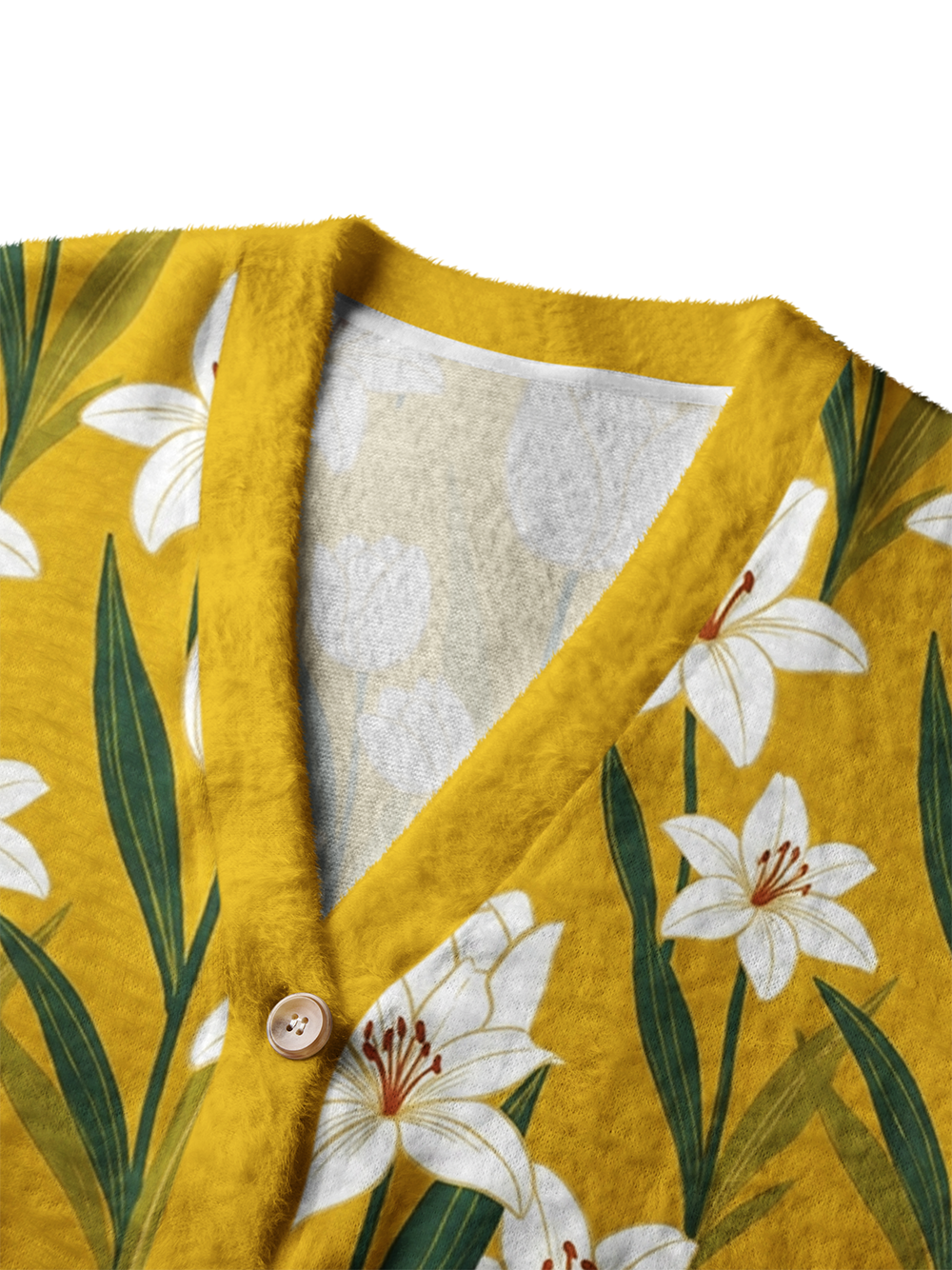 Orionride Yellow Lily Women's Fuzzy Knit Cardigan