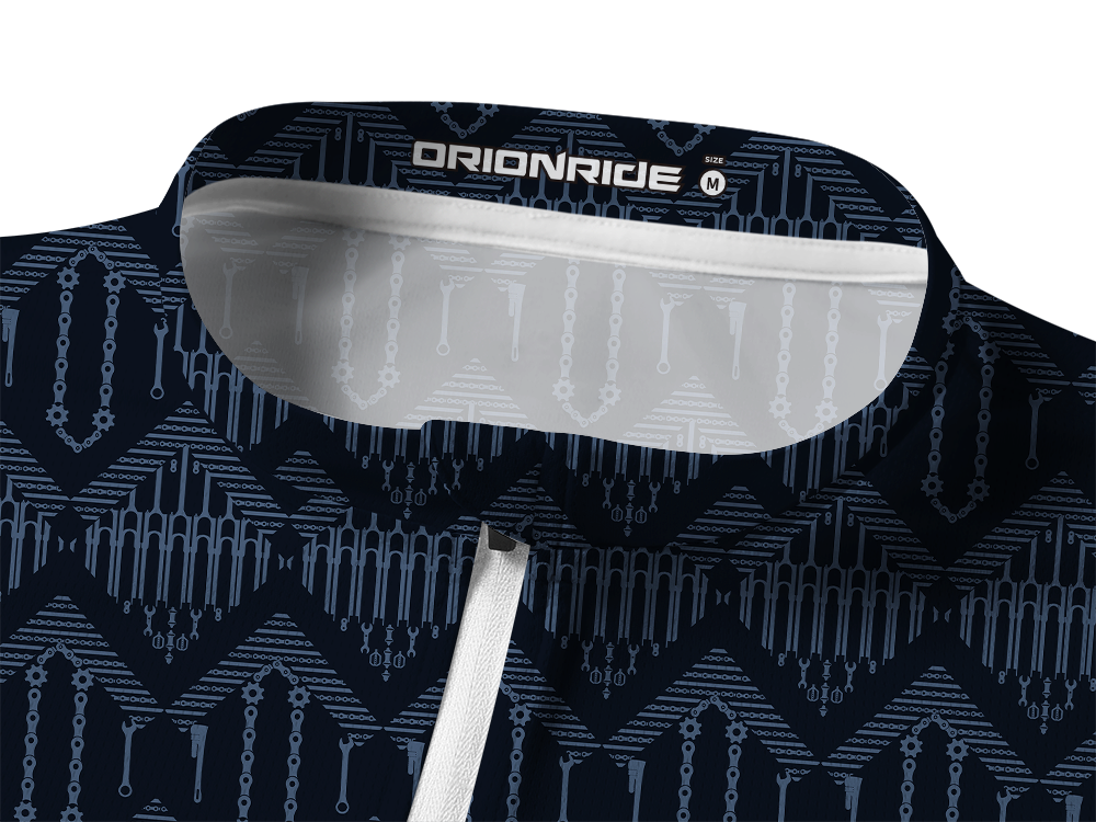 Orionride Checkered Chain Long Sleeve Half Zipper Mountain Bike Jersey