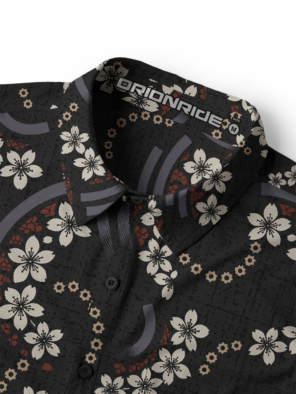 Orionride Sakura Pattern Men's Stretchy Breathable Long Sleeve Gravel Shirt