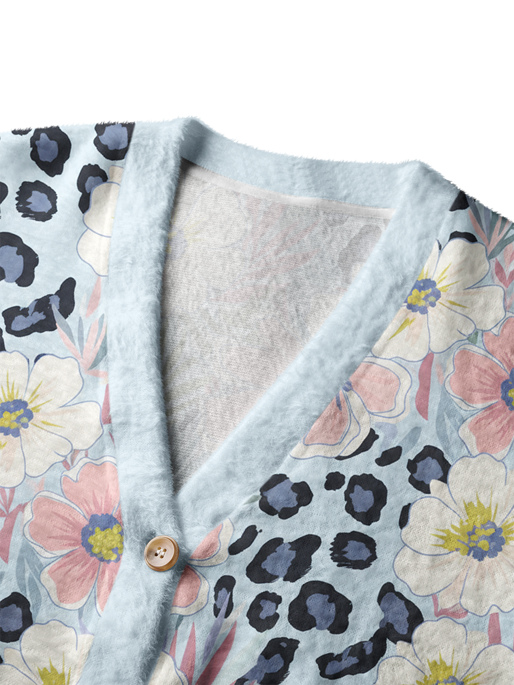 Orionride Hand-Painted Flowers Women's Fuzzy Knit Cardigan