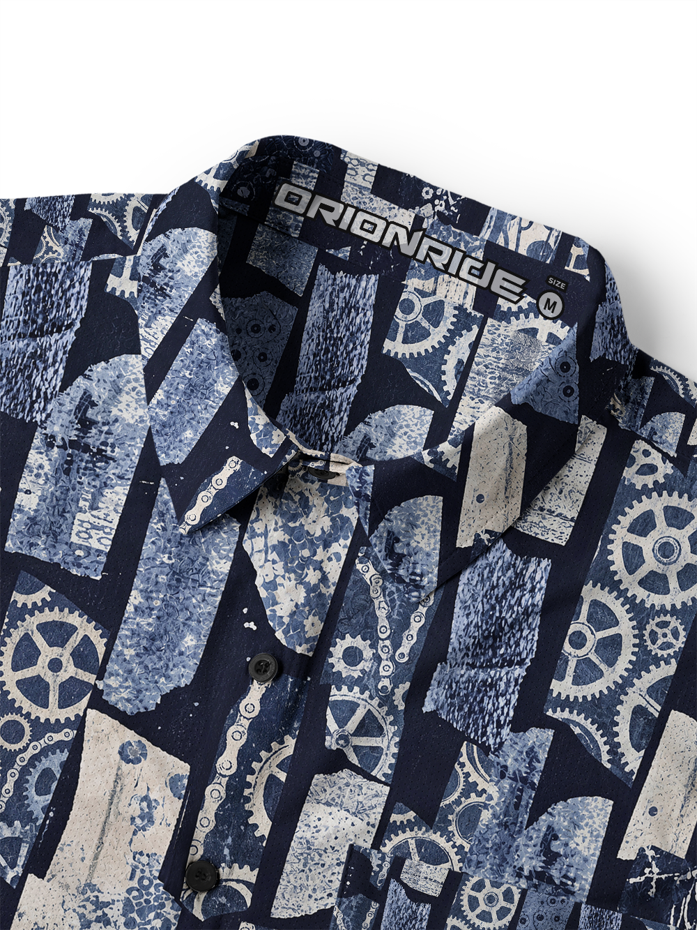 Orionride Indigo Gear Patchwork Men's Stretchy Breathable Long Sleeve Gravel Shirt