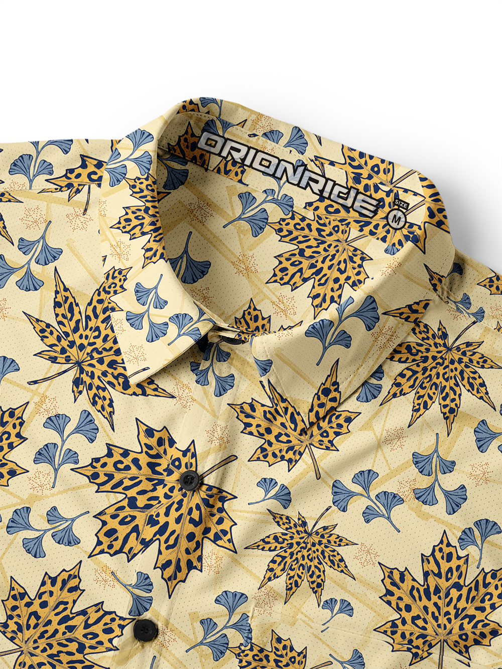 Orionride Leaf Pattern Men's Stretchy Breathable Long Sleeve Gravel Shirt
