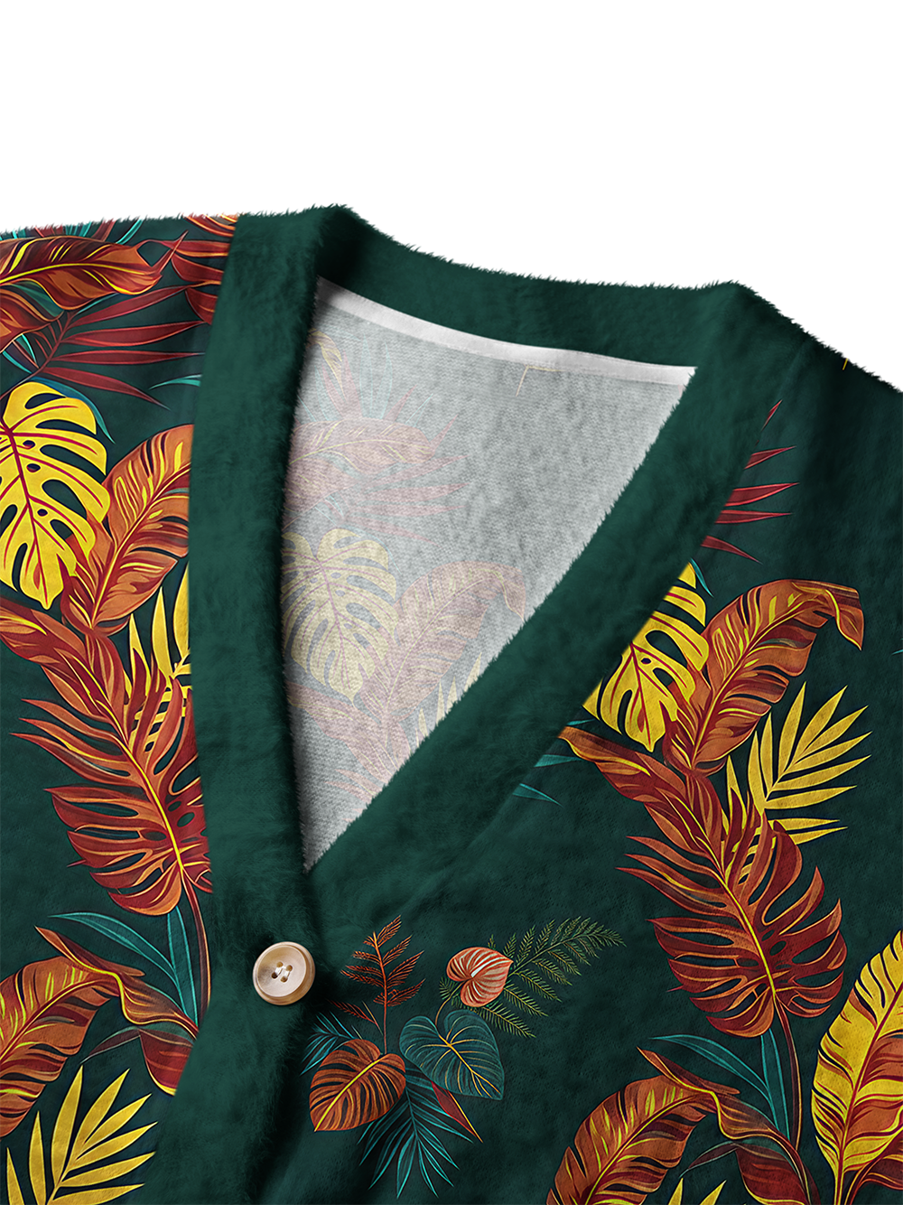 Orionride Begonia Leaves Women's Fuzzy Knit Cardigan