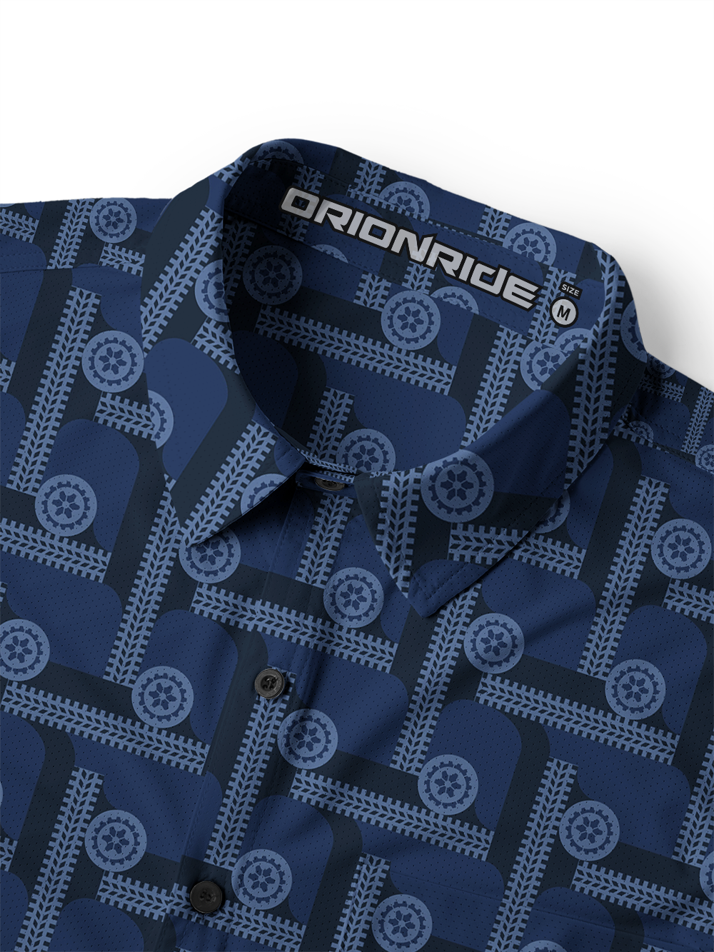 Orionride Gear Pattern Men's Stretchy Breathable Long Sleeve Gravel Shirt