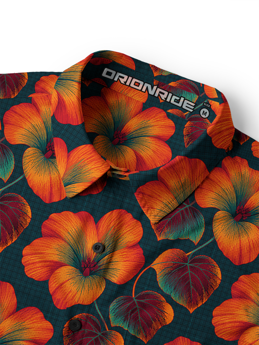 Orionride Fiery Hibiscus Men's Stretchy Breathable Long Sleeve Gravel Shirt