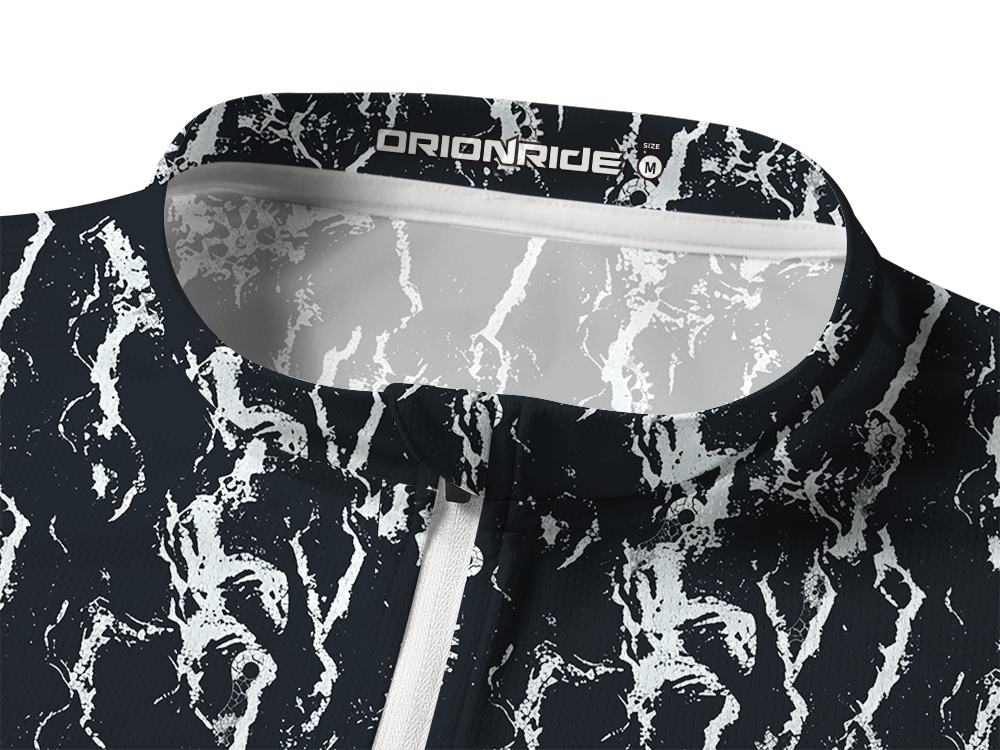 Orionride Marble Stripes Long Sleeve Half Zipper Mountain Bike Jersey