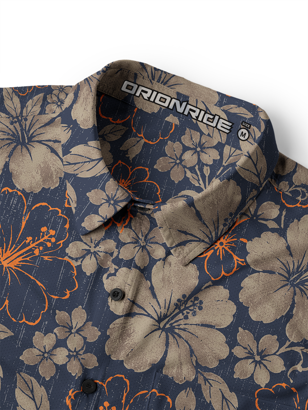 Orionride Muted Hibiscus Pattern Men's Stretchy Breathable Long Sleeve Gravel Shirt