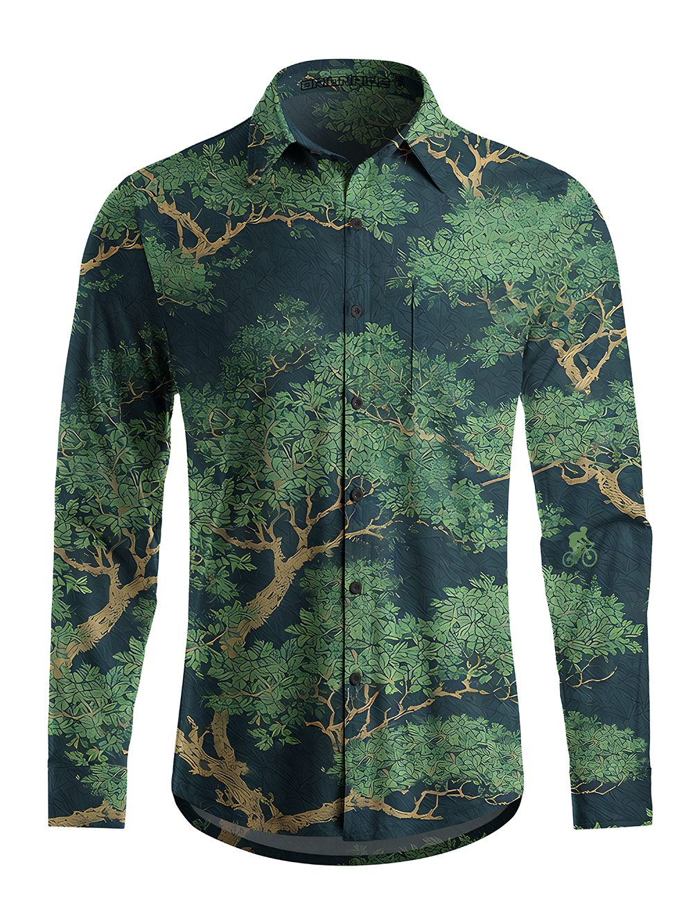 Orionride Lush And Leafy Men's Stretchy Breathable Long Sleeve Gravel Shirt