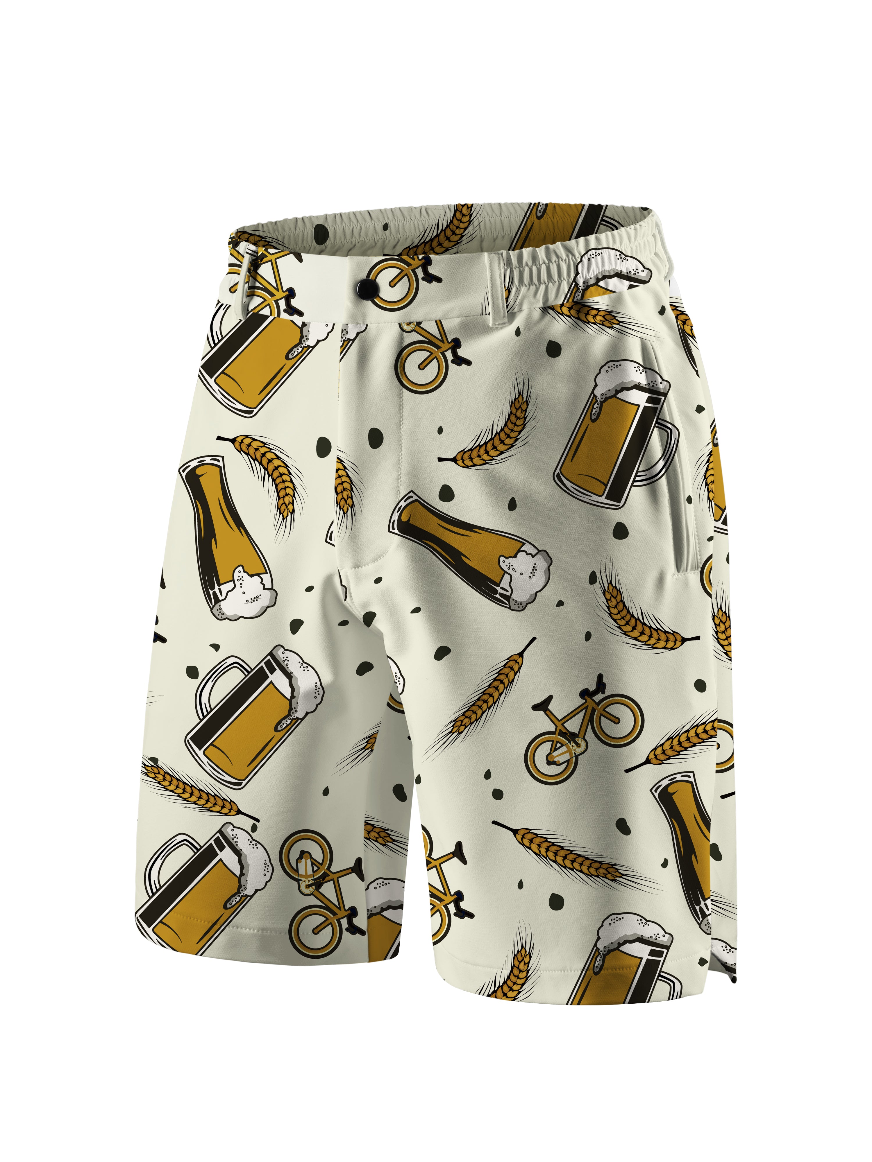 Orionride Beer Wheat Ears Cycling Short With 2 Zipper Pockets