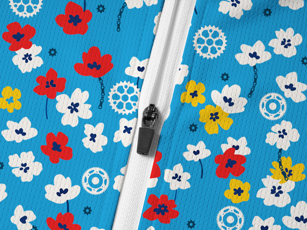 Orionride Floral Gear Long Sleeve Half Zipper Mountain Bike Jersey