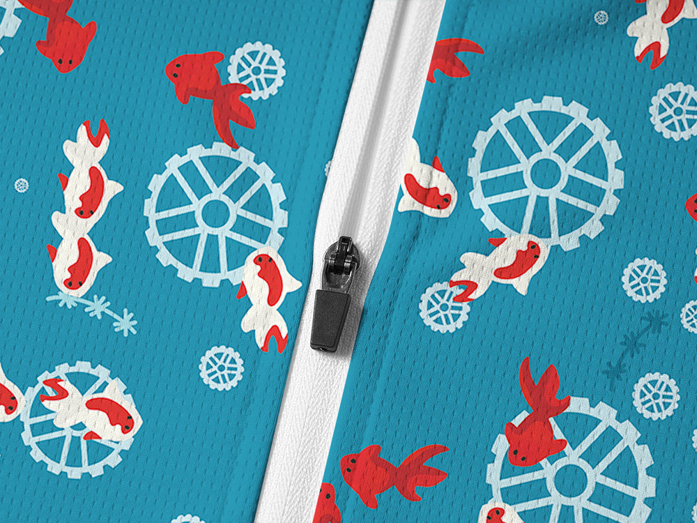 Orionride Undersea Goldfish Long Sleeve Half Zipper Mountain Bike Jersey