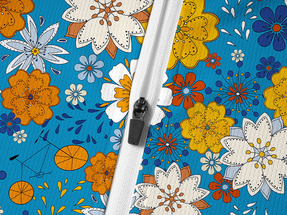 Orionride Fragrant Flowers Long Sleeve Half Zipper Mountain Bike Jersey