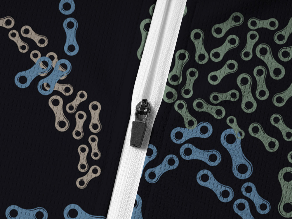 Orionride Chain Flamingos Long Sleeve Half Zipper Mountain Bike Jersey