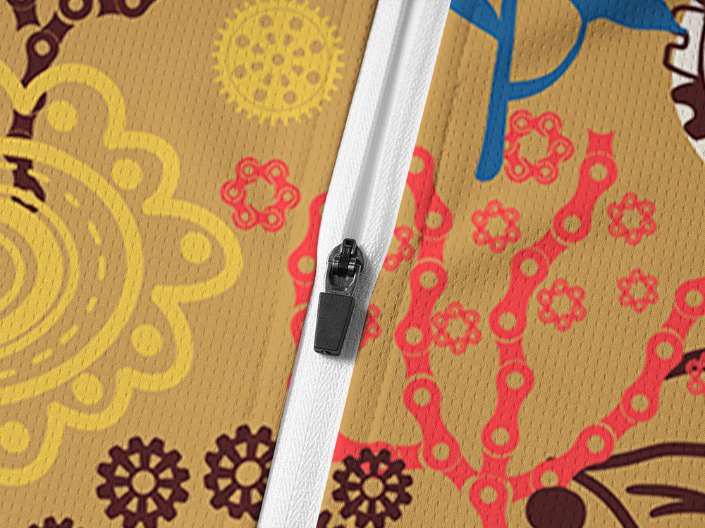 Orionride Magical Flowers Long Sleeve Half Zipper Mountain Bike Jersey