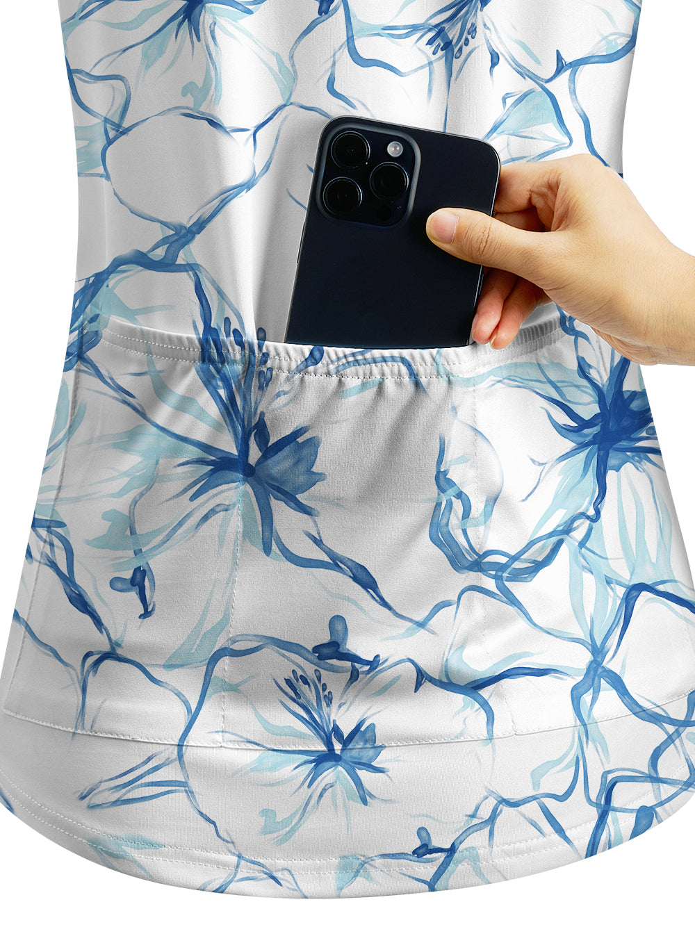 Orionride Elegant Hibiscus Women's Quarter Zipper Long Sleeve Jersey