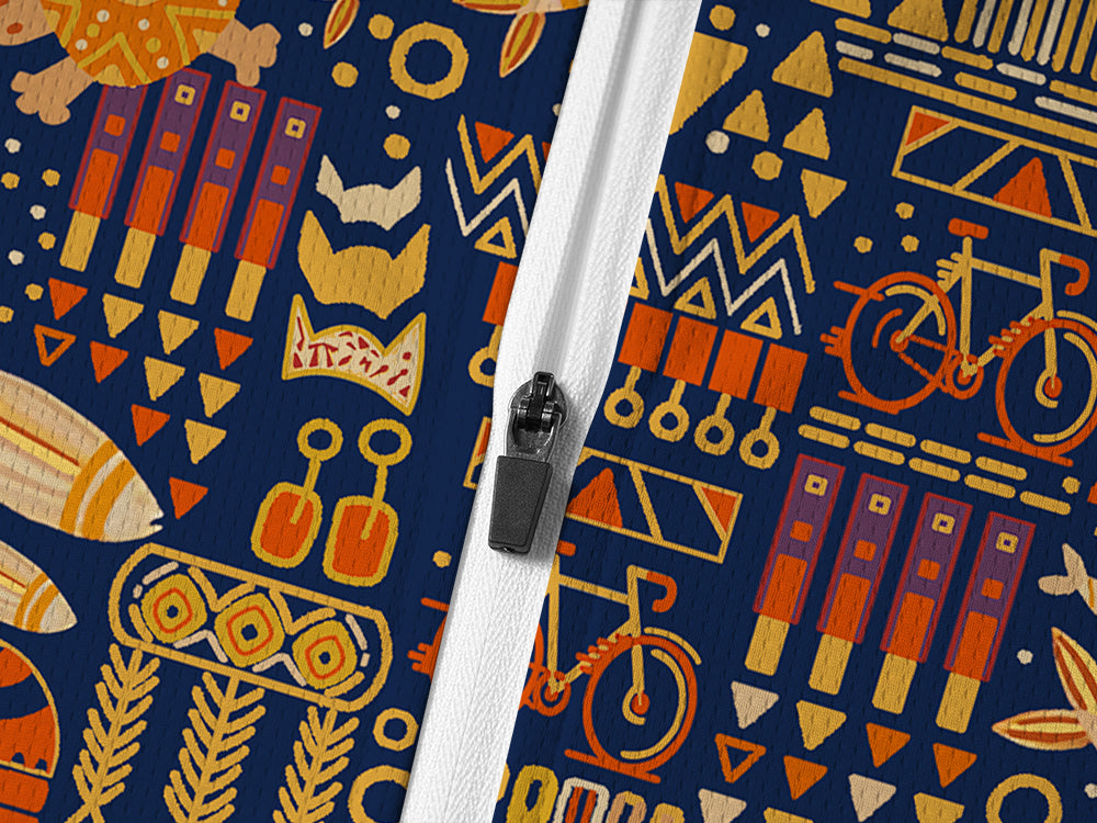 Orionride Bicycle And Fish Long Sleeve Half Zipper Mountain Bike Jersey