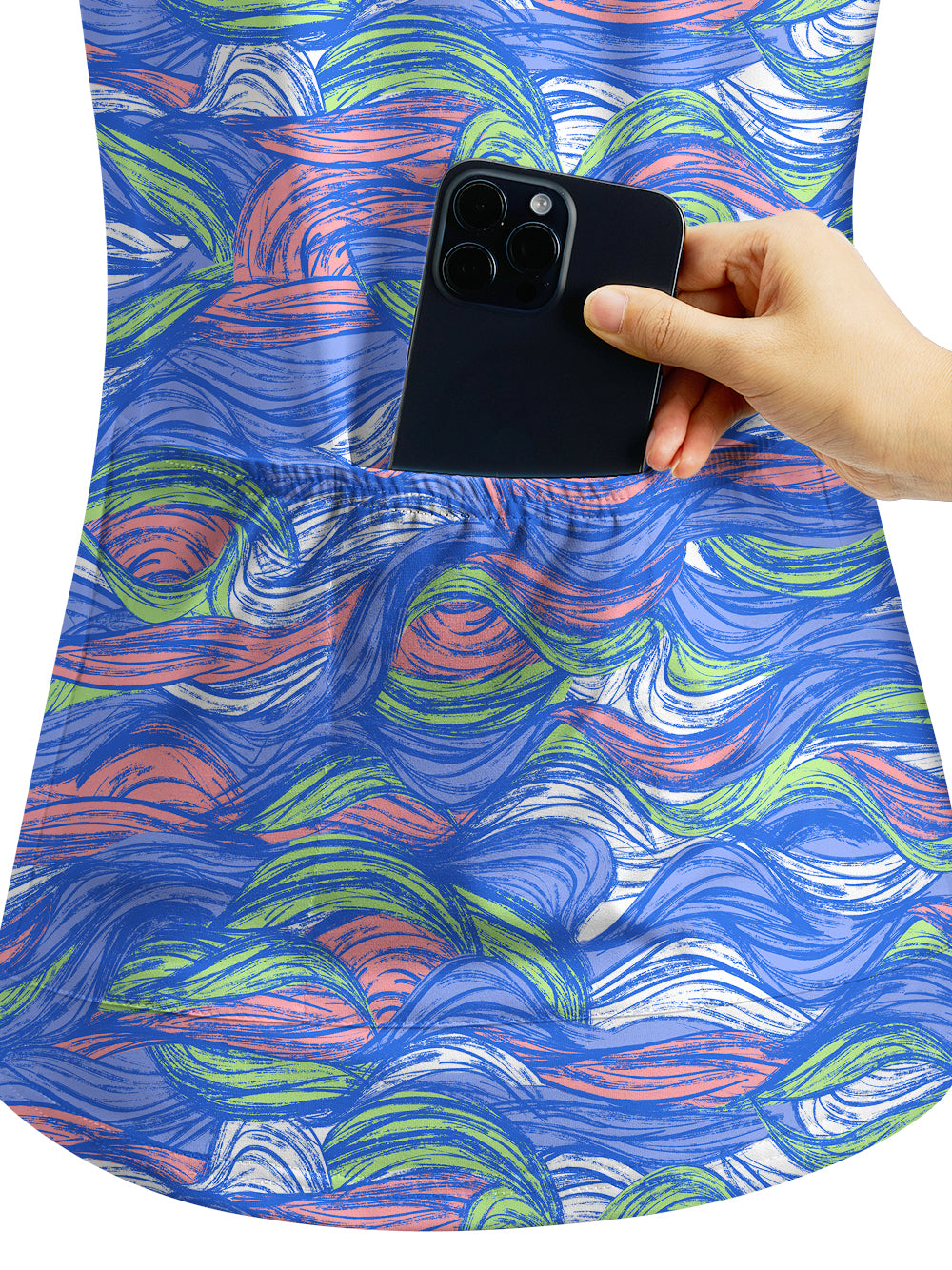 Orionride Hand-Painted Waves Women's Quarter Zipper Long Sleeve Jersey