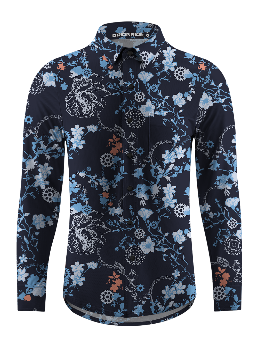 Orionride Flower World Men's Stretchy Breathable Long Sleeve Gravel Shirt