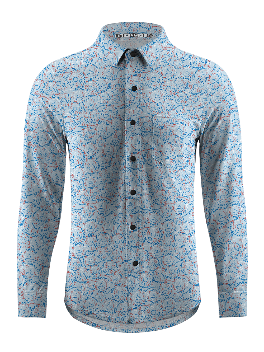 Orionride Gear Shaped Flowers Men's Stretchy Breathable Long Sleeve Gravel Shirt