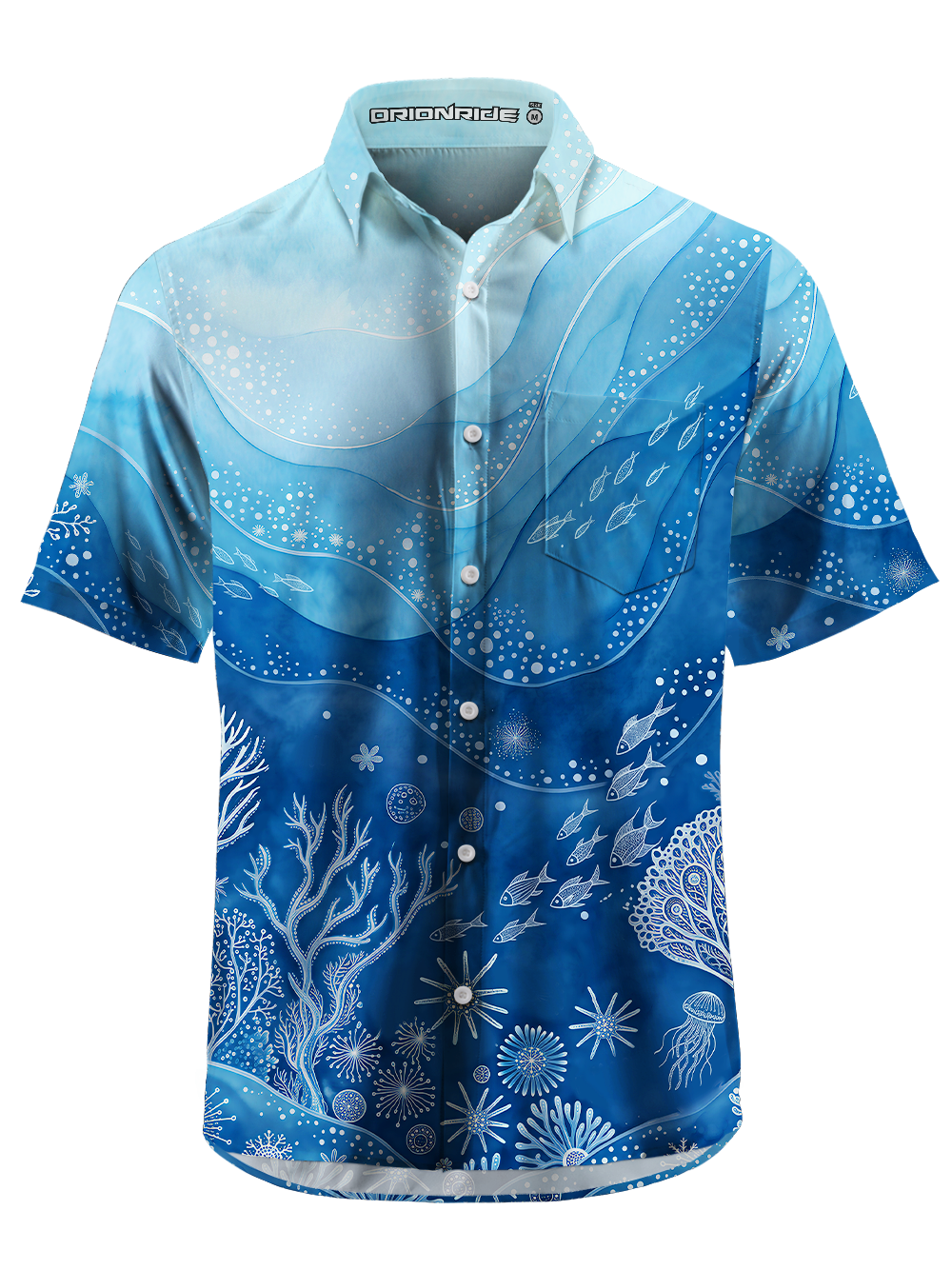 Orionride Ocean Chart Zipper Pockets Ultra Lightweight Short Sleeves Gravel Shirt