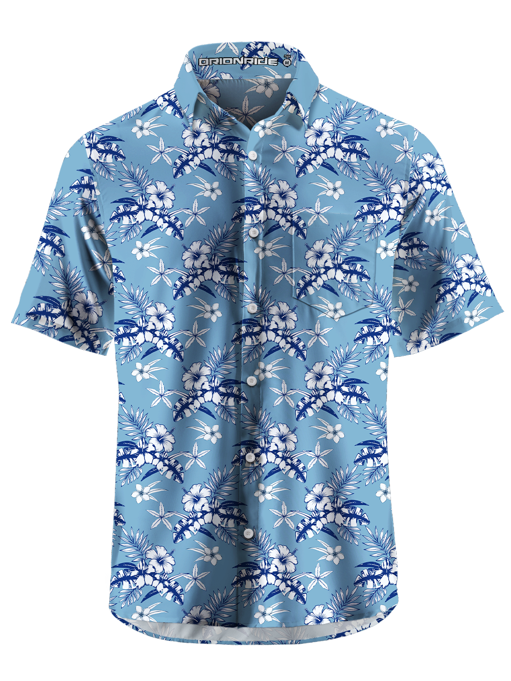 Orionride Hibiscus Palm Zipper Pockets Ultra Lightweight Short Sleeves Gravel Shirt