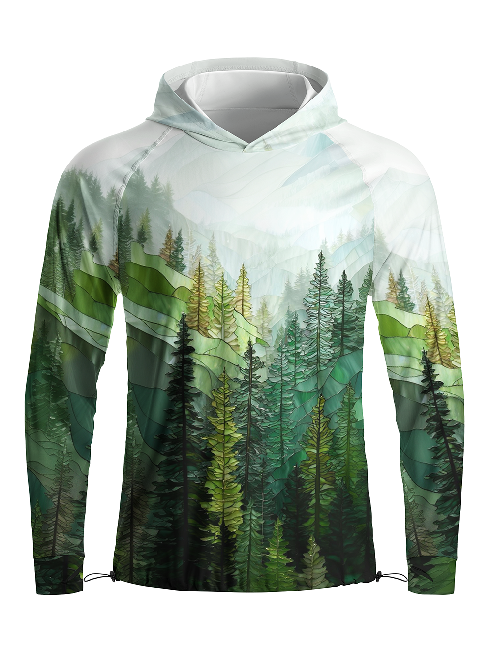 Orionride Dense Coniferous Forest Long Sleeve Cycling Hoodie Shirt