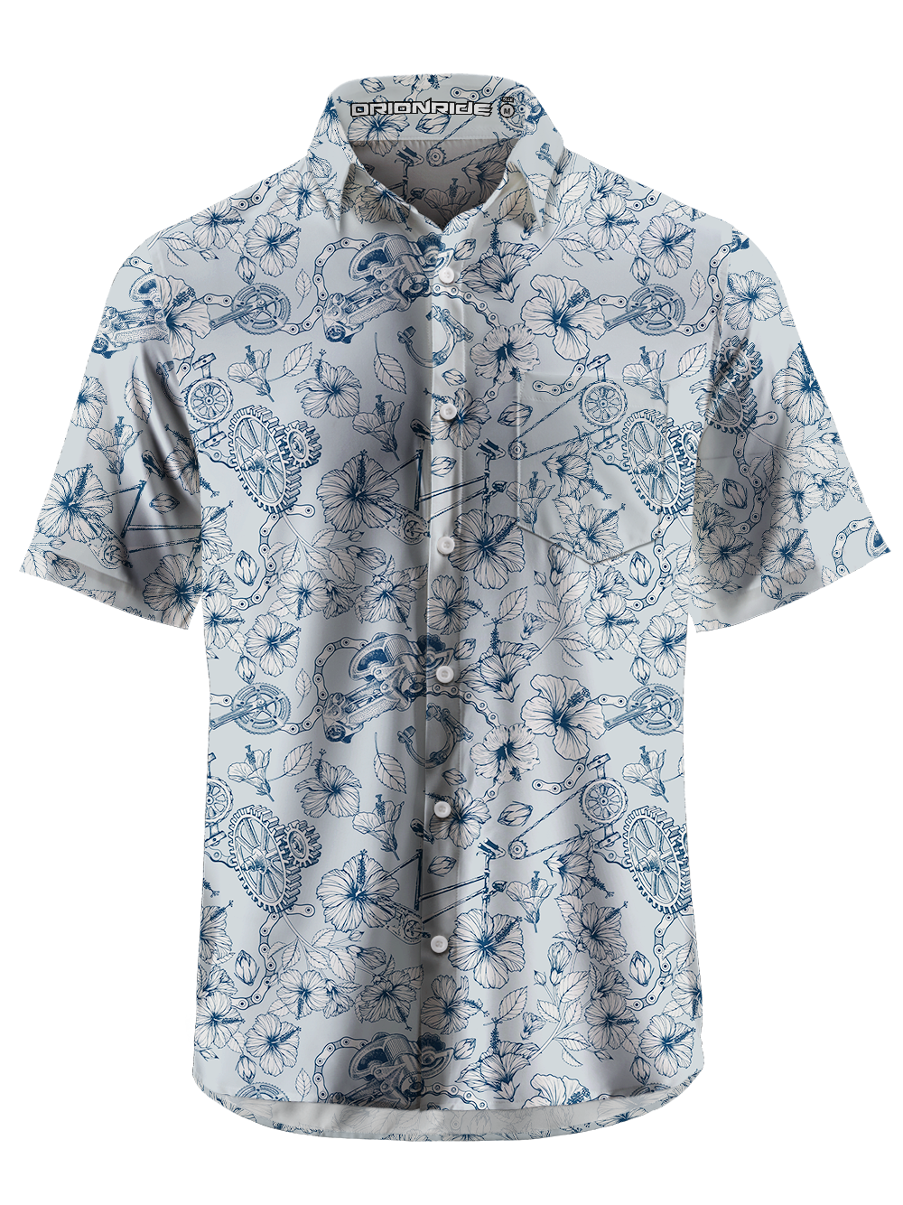 Orionride Hibiscus Gear Zipper Pockets Ultra Lightweight Short Sleeves Gravel Shirt