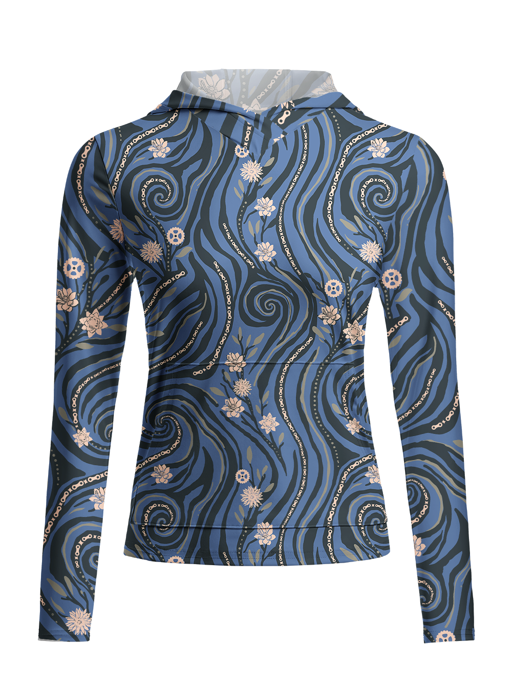 Orionride Chain Vine Flowers Women's Long Sleeve Cycling Hoodie Shirt