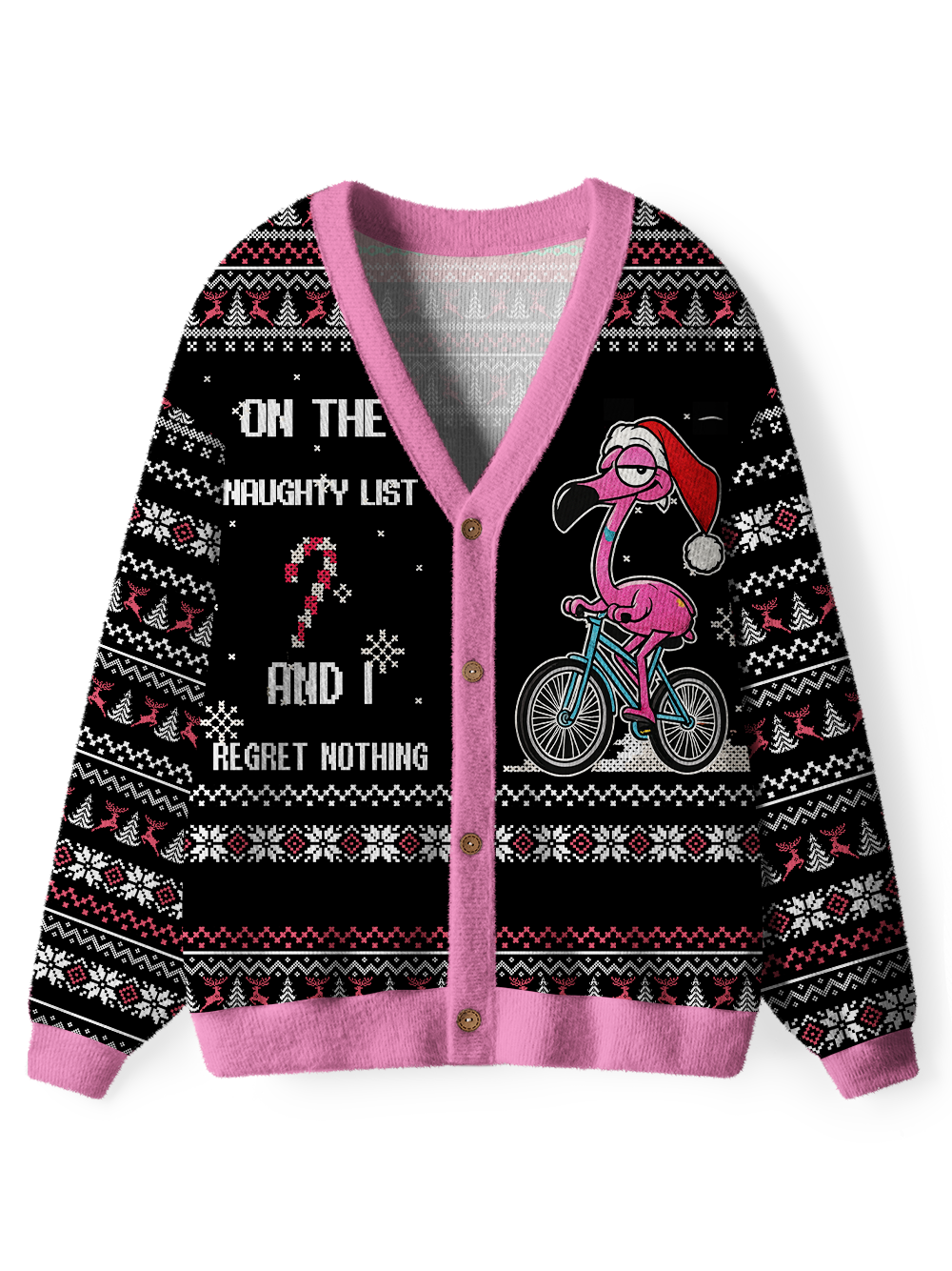 Orionride Flamingo Riding A Bicycle Men's Cardigan Knit Sweaters