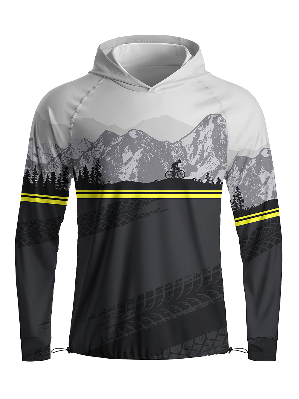 Orionride Layered Mountain Rangese Long Sleeve Cycling Hoodie Shirt