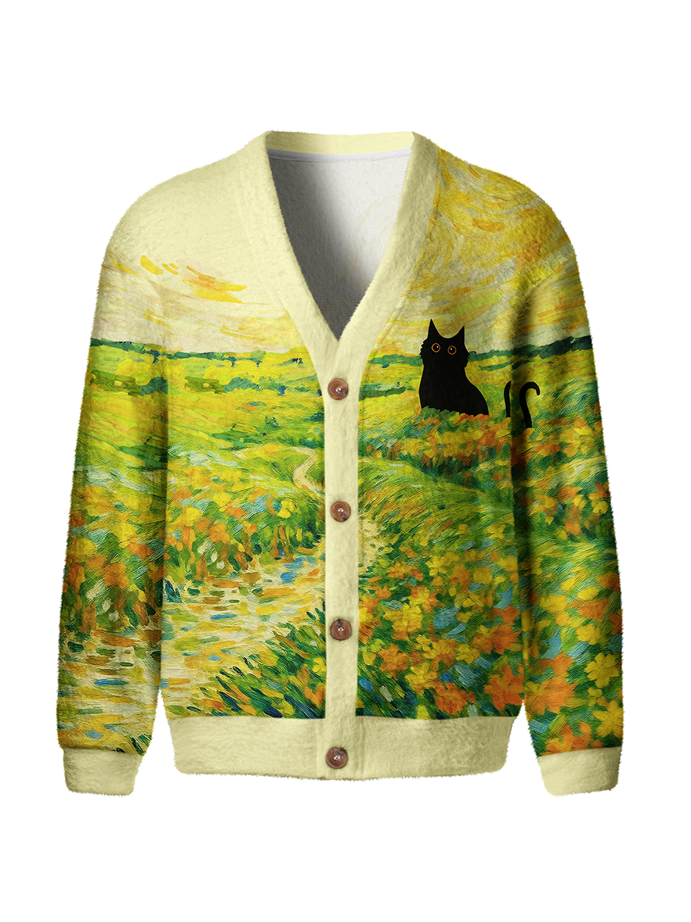 Orionride Cat Hiding Men's Cardigan Knit Sweaters