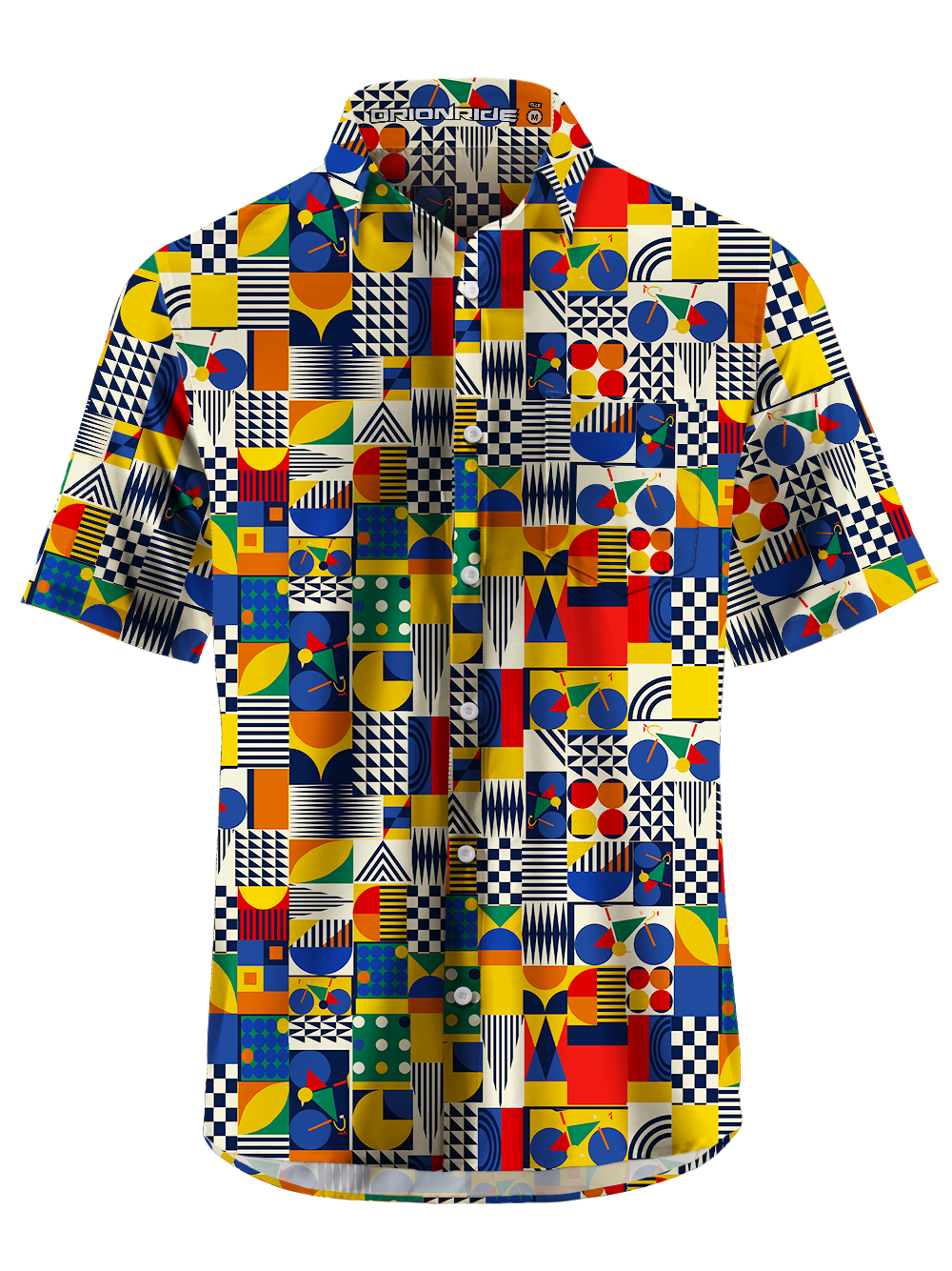 Orionride Geometric Shape Splicing Zipper Pockets Ultra Lightweight Short Sleeves Gravel Shirt