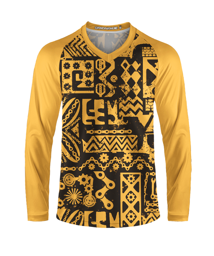 Orionride Yellow Parts Long Sleeve Downhill Jersey