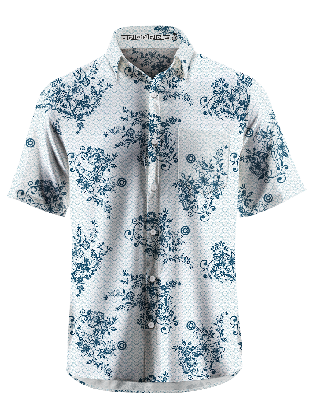 Orionride Hibiscus Secret Zipper Pockets Ultra Lightweight Short Sleeves Gravel Shirt