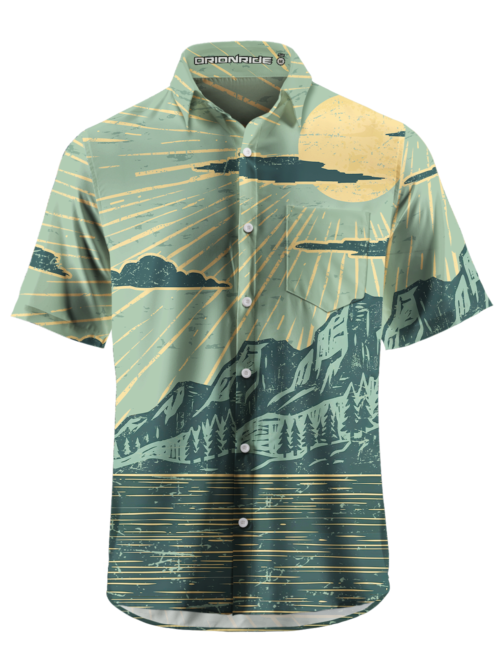 Orionride Mountains And Forests Zipper Pockets Ultra Lightweight Short Sleeves Gravel Shirt