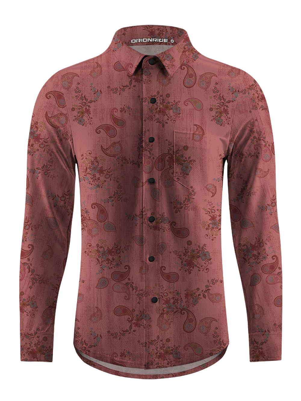 Orionride Red Cashew Flower Men's Stretchy Breathable Long Sleeve Gravel Shirt