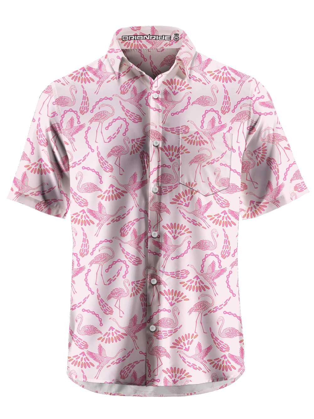 Orionride Flamingo Tail Feathers Zipper Pockets Ultra Lightweight Short Sleeves Gravel Shirt