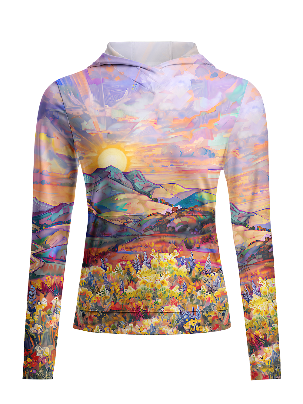 Orionride Sunset Pulse Women's Long Sleeve Cycling Hoodie Shirt